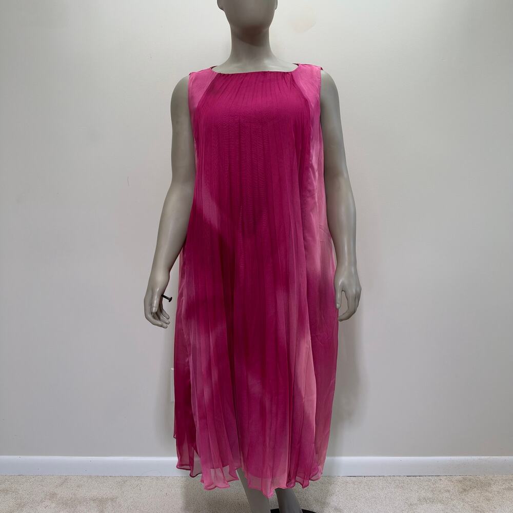 NWT Marina Rinaldi Pink Pleated Midi Dress US 22 Flowy Gala Formal Event Luxury